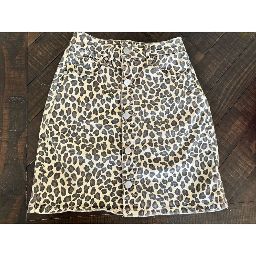 🌸 Joes Jeans Cheetah Print Tan Brown and Black Mini Skirt Size 16